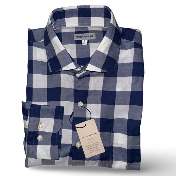 Peter Millar Oakbrook Summer Soft Cotton Sport Shirt- Atlantic Blue - Picture 9 of 11